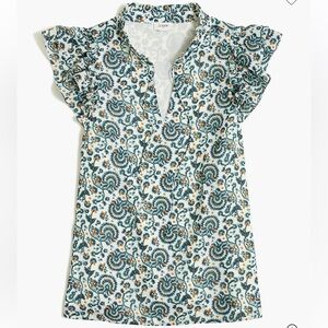 J. Crew Short-sleeve ruffle-shoulder top XXS